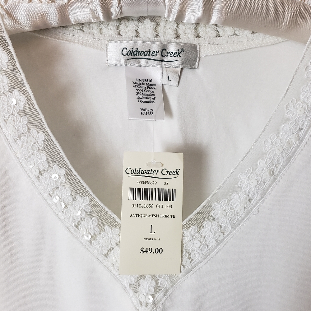 Brand New! Coldwater Creek Lace V-Neck - Picture 3 of 5